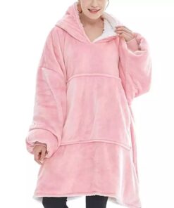 Oversized plush hoodie blanket/lazy pajamas/home clothes - Pink