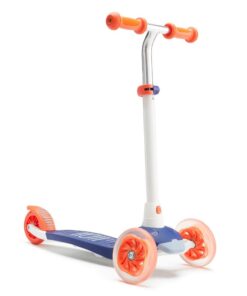 Oxelo Kids' Folding 3-Wheeled Light-Up Scooter - blue/ orange/ white