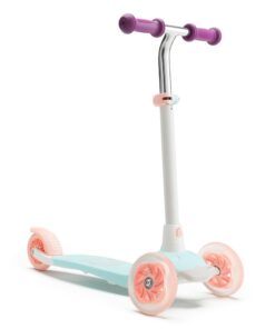 Oxelo Kids' Folding 3-Wheeled Light-Up Scooter - mint/ white/ pink