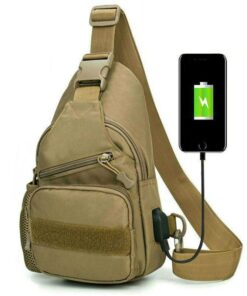 Oxford Cloth Outdoor CampingTactical Bag Backpack Waterproof Easy Charging - Brown