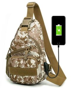 Oxford Cloth Outdoor CampingTactical Bag Backpack Waterproof Easy Charging - Camouflage Brown
