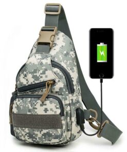 Oxford Cloth Outdoor CampingTactical Bag Backpack Waterproof Easy Charging - Camouflage grey
