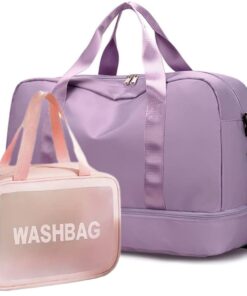 Oxford Large Capacity Travel Gym Duffel Bag With XXL Vanity Case - Dusty Pink