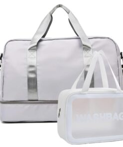 Oxford Large Capacity Travel Gym Duffel Bag With XXL Vanity Case - Silver Grey