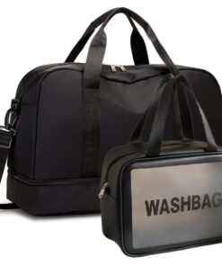 Oxford Large Capacity Travel Gym Duffel Bag With XXL Vanity Case - Space Black