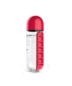 OzzyHome 600ml Pills Organizer Water Bottle - Red