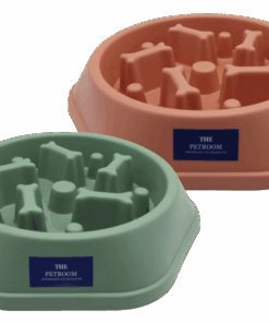 Pack of 2 - Slow Eating Bowl Feeder For Pets - Peach/Green