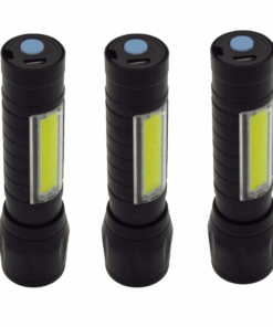 Pack of 3 - Mini Alloy USB Rechargeable Torch with Side Light and Zoom