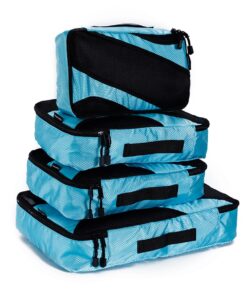 Packing Cubes (Set of 4), 3 Sizes, Luggage Organizers - Turquoise