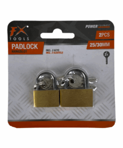 Padlock Set of 2 with 6 Keys - Metal - 25mm and 30mm
