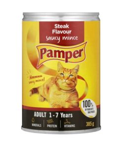 Pamper Moist Cat Food Adult Mince And Steak (12 x 385g)