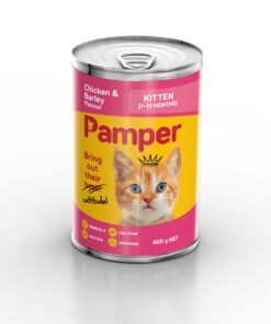 Pamper Wet Kitten Food Tins (12 x 400g) Chicken & Barley Flavour