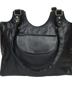 Panther Leather Genuine Leather Ladies Large Handbag Black HB2