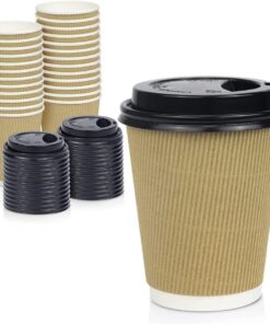 Paper Cups-Disposable Insulated-Double Wall-Ripple Design with Lids- 250 ml
