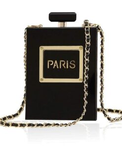 Paris Perfume Shaped Black Bag Purses Clutch Evening Bag
