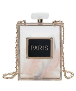 Paris Perfume Transparent Crossbody Clutch Bag