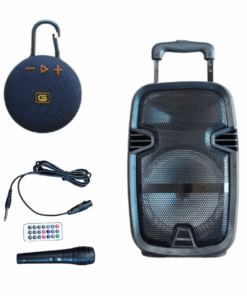 Party Box 8 inch Loudspeaker With Mic & Remote & Bluetooth Clip Speaker