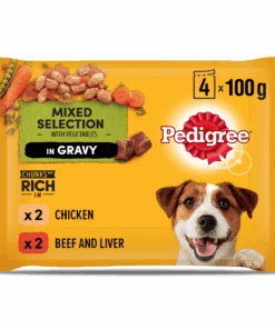 Pedigree Dog Food Pouch with Chicken, Beef & Liver in Gravy-Adult-4 Pack