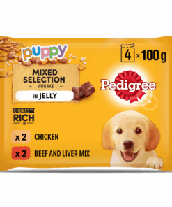 Pedigree Wet Dog Food Pouch for Puppies with Chicken & Beef with Rice in Jelly 4 Pack