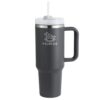 PEISKOS 1200ml Tumbler with Handle Straw Stainless Steel Vacuum Mug - Charcoal Grey