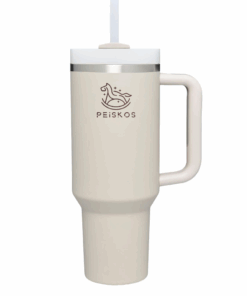 PEISKOS 1200ml Tumbler with Handle Straw Stainless Steel Vacuum Mug - Dune