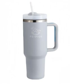 PEISKOS 1200ml Tumbler with Handle Straw Stainless Steel Vacuum Mug - Fog