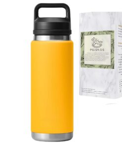 PEISKOS 800ml Vacuum Insulated Flask Stainless Steel Bottle with Chug Cap - Pineapple Yellow