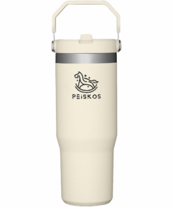 PEISKOS 890ml Stainless Steel Tumbler with Straw Vacuum Insulated Flask - Cream