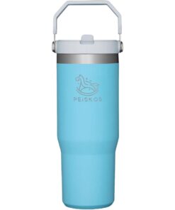 PEISKOS 890ml Stainless Steel Tumbler with Straw Vacuum Insulated Flask - Pool