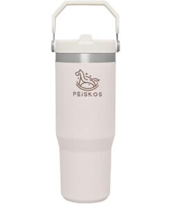 PEISKOS 890ml Stainless Steel Tumbler with Straw Vacuum Insulated Flask - Rose Quartz