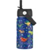 PEISKOS Insulated Water Bottle Leak Proof Flask with Straw for Kids 400ML - Blue  Dinosaur