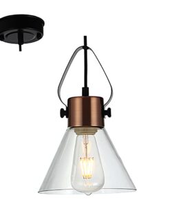 Pendant - Antique - Copper/Black & Amber Glass - E27 1x40w - 3 Pack