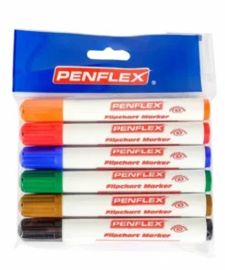 Penflex Flipchart Markers Wallet Of 6 Assorted Colours