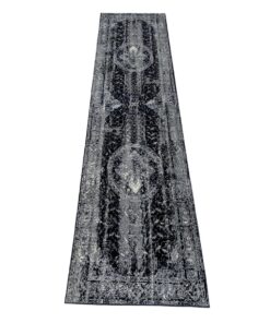 Persian Vintage Design Passage Runner - Navy/Grey- 300 x 80 cm