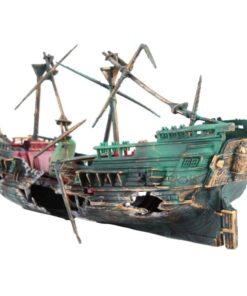 Pet Aquarium Splitwreck Resin Boat Ornament For Fish Tank Accessories-26CM