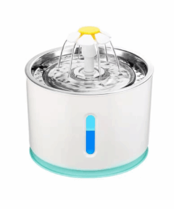 Pet Auto Water Fountain Stainless Steel Top 2.4L for Dog Cat with LED Light