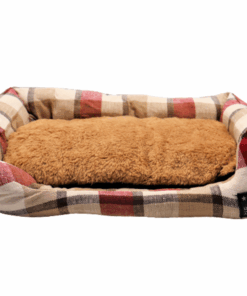 Pet Bed - Dog / Cat Bed with Fur Cushion Pet Mat - Checked