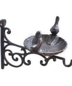 Pet Bird Bath/Feeder Cast with Wall Bracket Birds