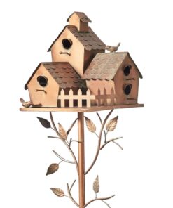 Pet Bird House Garden Outdoor Metal Bird House with Pole