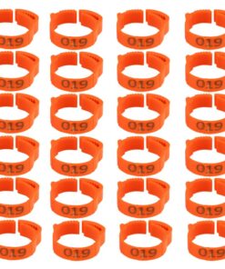 Pet Bird or Chicken Leg Identification Collar Tags Set of 24 (2cm) - Orange