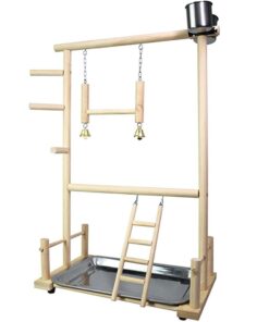 Pet Bird Parrot Interactive Playground Perch With Ladder & Swing 57x36x23cm