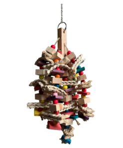 Pet Bird Parrot Wooden Training Chewing Toy Cage Accessories (44CM x18CM)