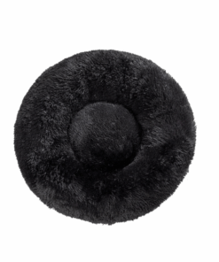 Pet Calming Bed for Dogs Cats with Fluffy Plush Faux Fur - Black
