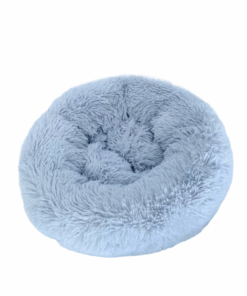 Pet Calming Bed for Dogs Cats with Fluffy Plush Faux Fur - Grey