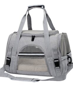 Pet Carrier Handbag Backpack Mesh Breathable Foldable For Dogs And Cats - Grey