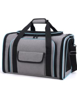 Pet Carrier Large Soft Side 4 Sides Expandable Cat Collapsible With Pockets - Grey, Blue