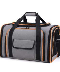 Pet Carrier Large Soft Side 4 Sides Expandable Cat Collapsible With Pockets - Grey, Orange