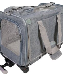 Pet Carrier with Wheels, Durable Mesh Panels and Collapsible Function