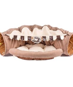 Pet Cat & Rabbit 2 & 1 Tunnel and Removable Bed (126 cm) - Brown