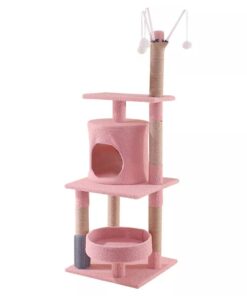 Pet Cat Scratch Multi Level Perch Tree Tower Pro pink 125cm